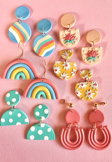 DIY Colorful Polymer Clay Earrings Craft Kit, DIY Craft Kit, Gifts