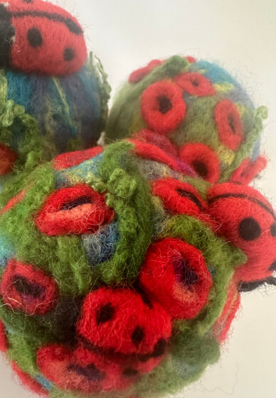 DIY Needle Felting Kit: Poppies and Ladybug Ornament