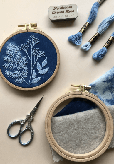 Embroidery Class: Faux Botanical Cyanotype