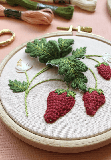 Embroidery Class: Stumpwork Strawberry