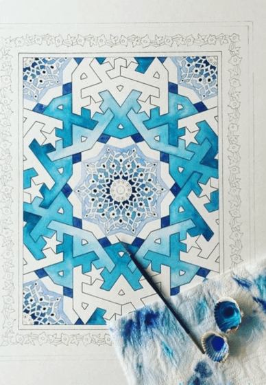 Islamic Geometry Watercolor Painting