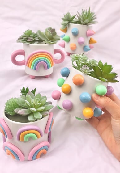 Make a Polymer Clay Decorated Planter