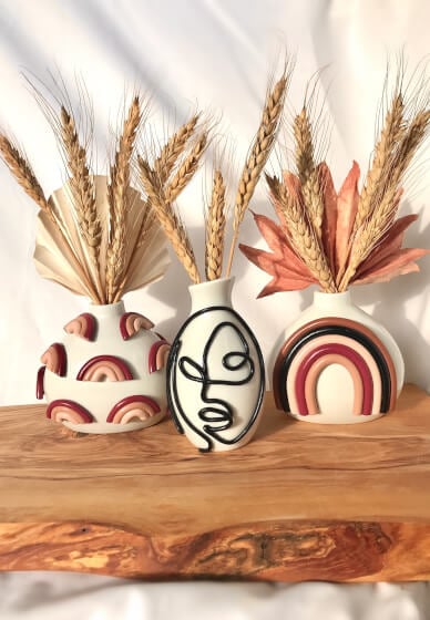 Make Two Polymer Clay Decorated Vases