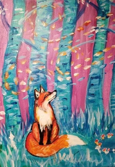 Painting Class: Woodland Fox on Wood Panel