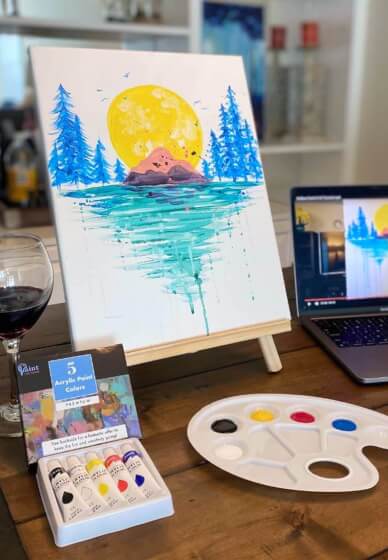 Sip and Paint Party at Home, Online class & kit