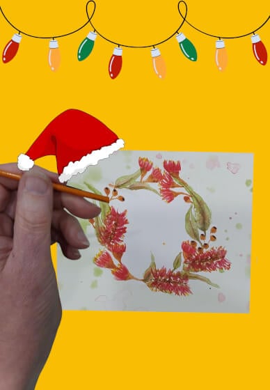 Watercolor Painting at Home: Christmas Wreath