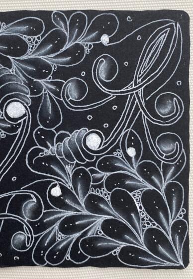 Sakura Moonlight pens on black paper  Black paper drawing, Tangle art,  Zentangle patterns