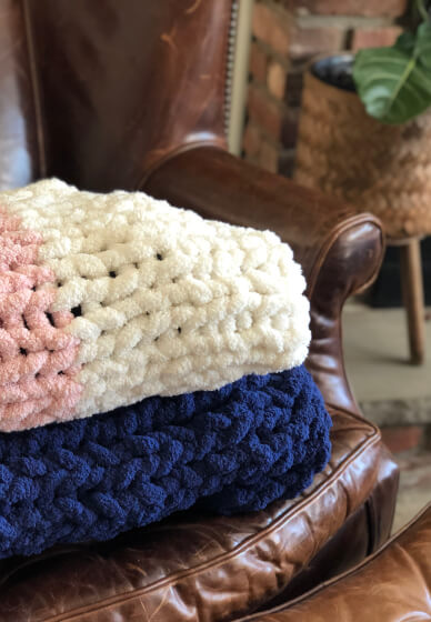 Arm Knit a Chunky Blanket at Home, Online class & kit