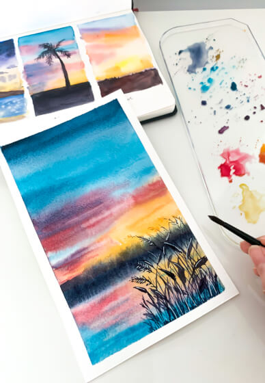 Beginner Watercolor Painting: Skies and Clouds | Online class | Gifts ...
