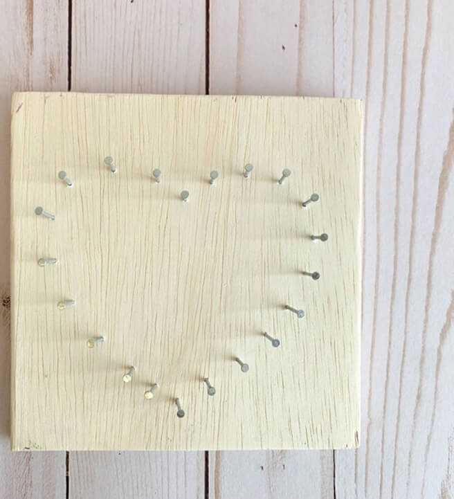 Timber+Vine Designs 6x6 Inch DIY Heart String Art Kit, Kids Craft