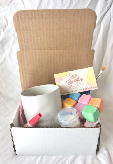DIY Decorated Polymer Clay Mug Craft Kit / Box