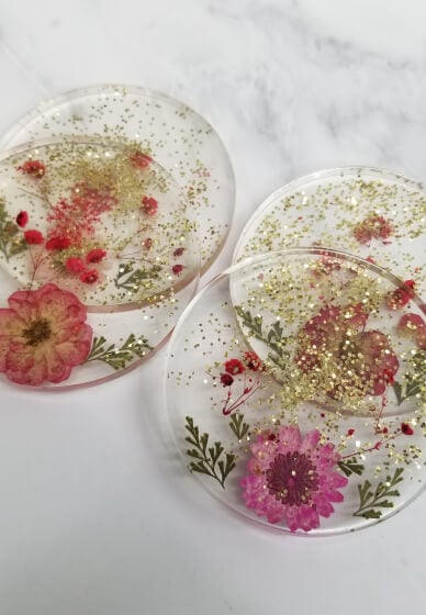 Make Resin Coasters at Home, Online class & kit, Gifts